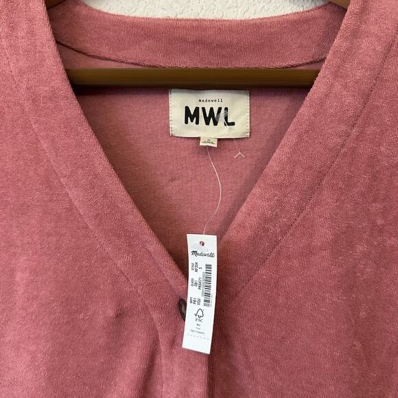 MADEWELL MWL Towel Terry Romper Dusty Rose Drawstring Waist Summer NWT - Picture 10 of 15